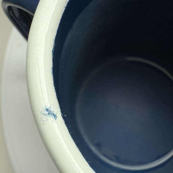 Navy Blue Enamel Mugs Set - "In Need of Vitamin Sea" - Picture 3 of 8